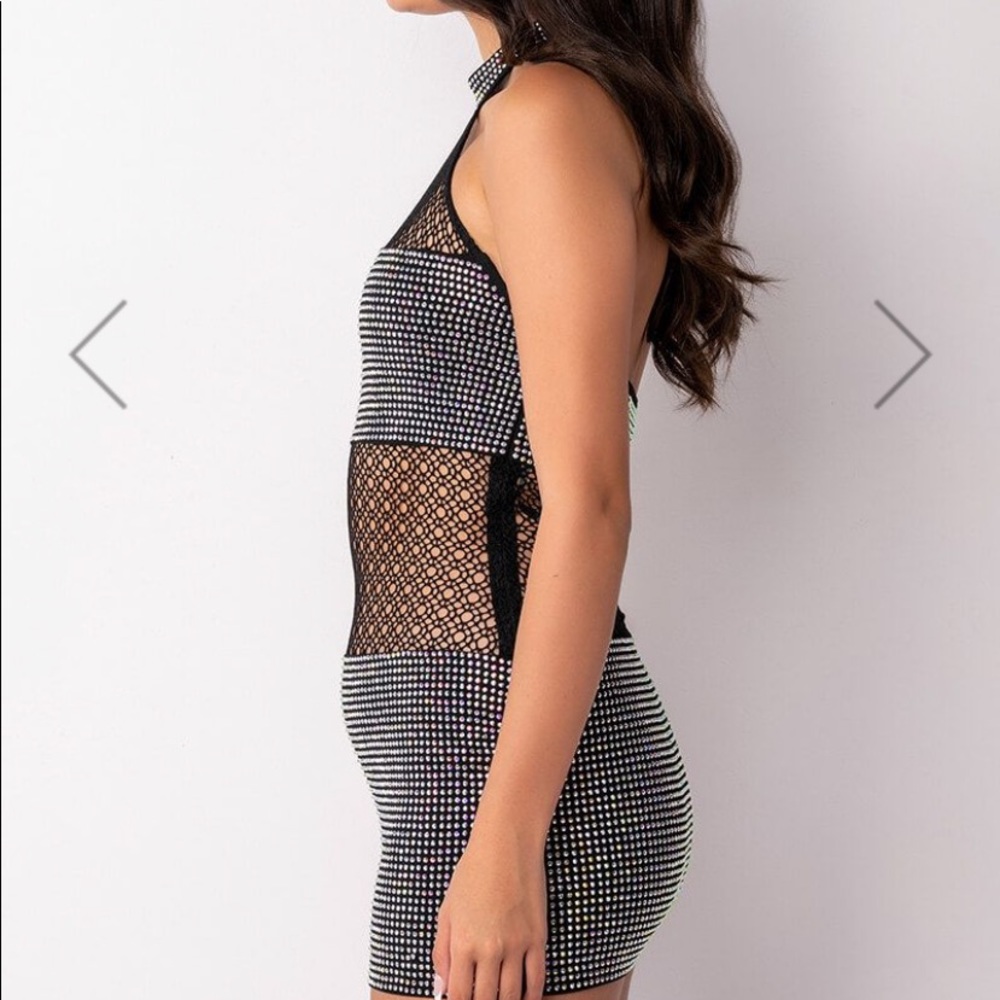 Beautiful  Halter Top Rhinestone Mini Dress - Picture 5 of 7